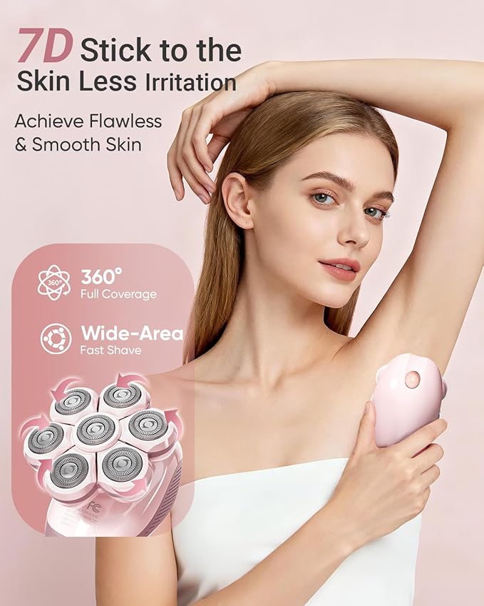 Electric Razors for Women: 2-in-1 Electric Shaver Trimmer for Ladies Flawless Legs &amp Full Body &amp Bikini - Waterproof Wet Dry Shaver w/LED Light &amp Travel Cap - Birthday Gifts for Wife Her