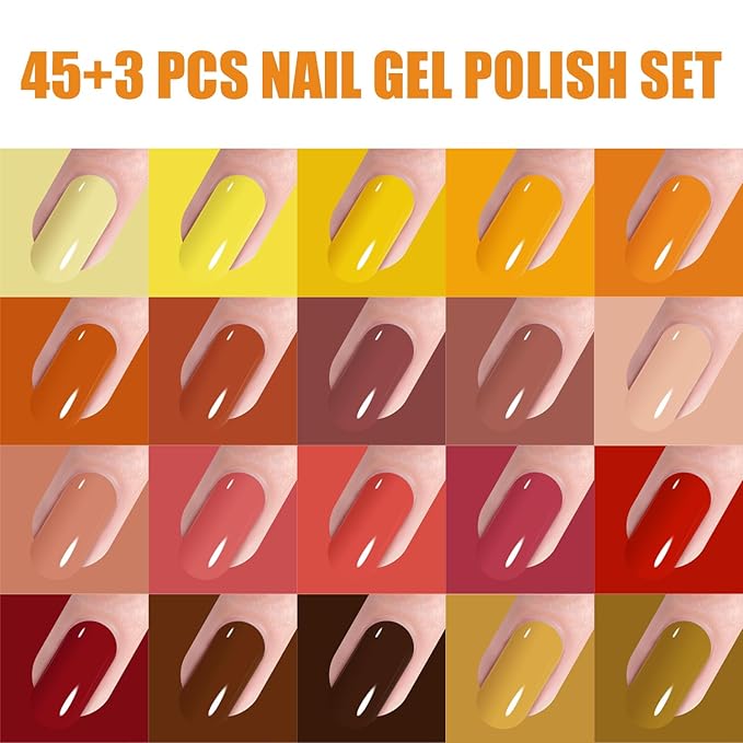 Vishine 48 Colors Gel Nail Polish Set Autumn Winter Popular Nail Polish with Base Top Coat Lasting UV LED Gel Polish Manicure Kit 8ml