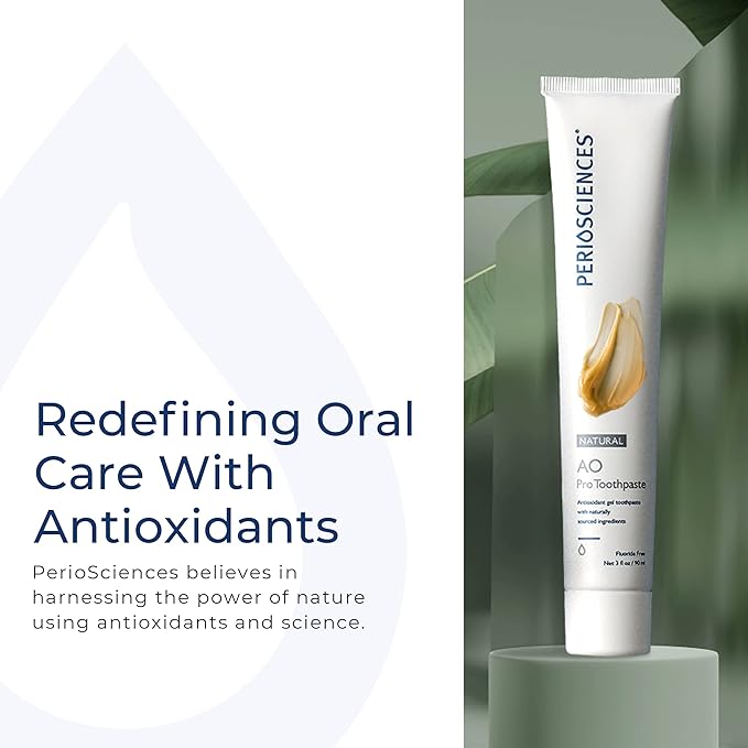 PerioSciences AO Pro Natural Toothpaste with Nano Hydroxyapatite Remineralizing Fluoride Free SLS Free Gluten Free 3 fl oz / 90ml - Pack of 2