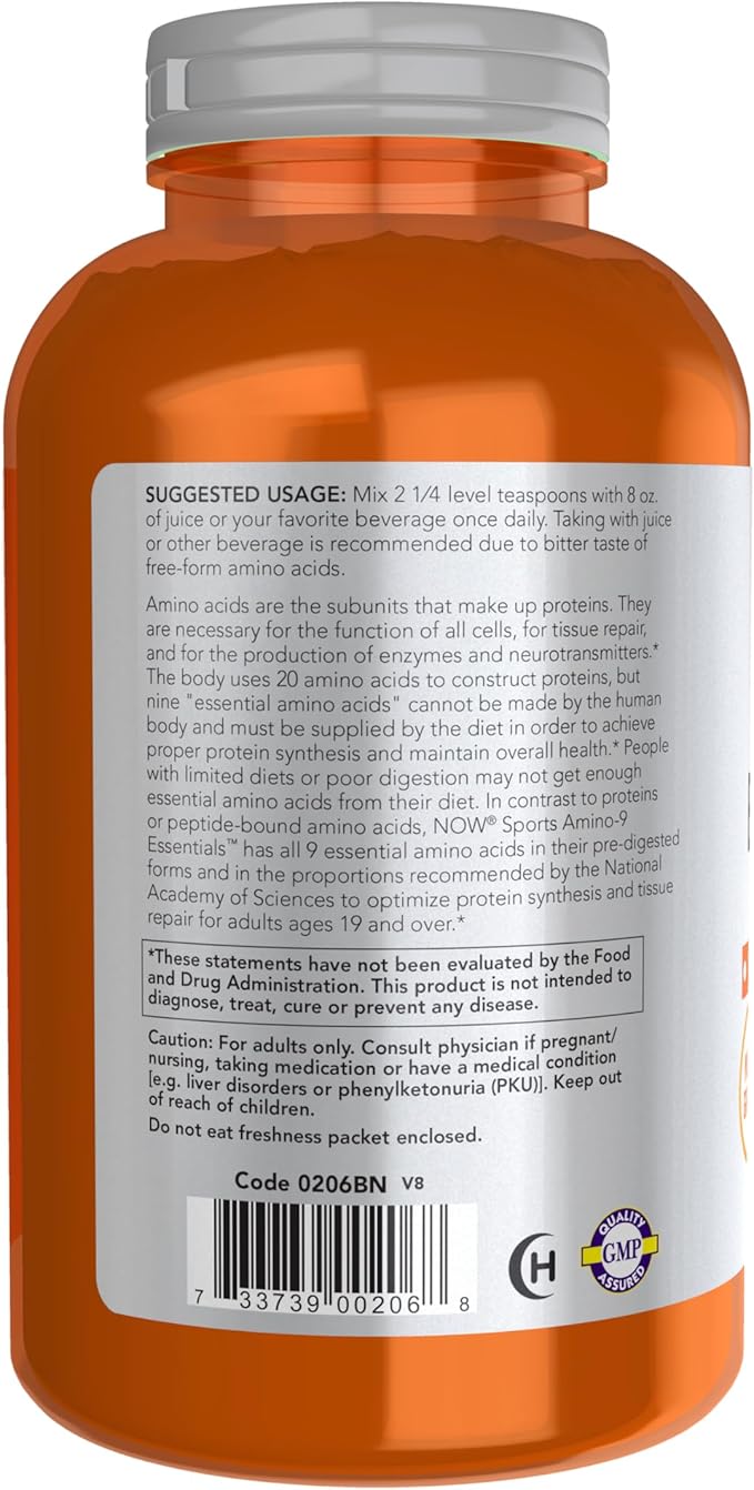 NOW Sports Nutrition Amino-9 Essentials??Powder Enhanced Protein Synthesis Amino Acids 330-Grams