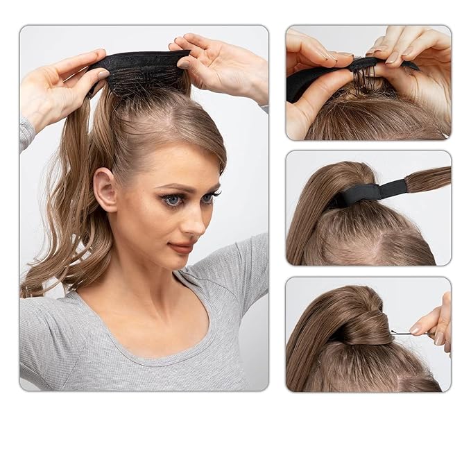 SONGCHAO Fake Hair Bun Messy Curly Bun Extension Wig Wavy Ponytail Pompadour Ponytail Extension Cord Hair Extensions Curl Clips Synthetic Bun Hair Accessories (Color : 05 Size : 18inches)