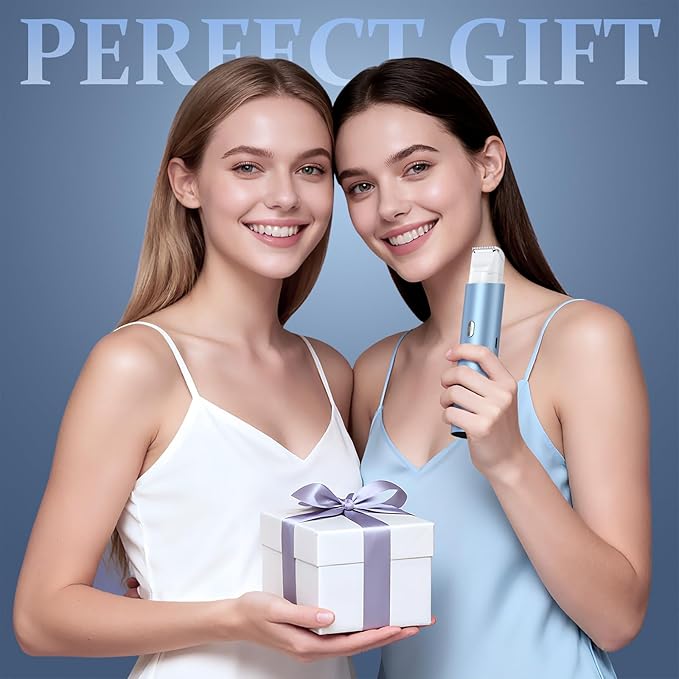 Bikini Trimmer for Women Dual Head Face Shaver Body Hair Trimmmer IPX7 Waterproof Womens Electric Razor for Legs Sky Blue