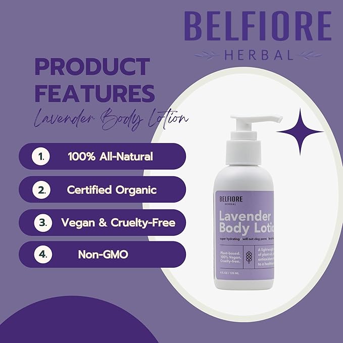 100% Natural Lavender Body Lotion | Organic Plant Extracts | Calming Hydrating &amp Moisturizing | Vegan Non-GMO | Made in the USA | 12 oz