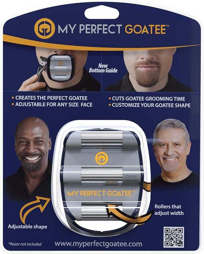 My Perfect Goatee® 13-in-1 Adjustable Beard Trimmer &amp Goatee Shaving Template for Men - Cordless Beard Grooming Kit for Detailed or Precise Trim W/LED Battery Charge Indicator