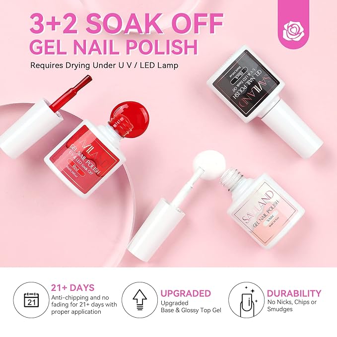SAVILAND Acrylic Nail Kit with Drill and U V Light ? Clear White Pink Acrylic Powder Black Red White Gel Nail Polish Nail Tools for Nail Art Gel Nails DIY