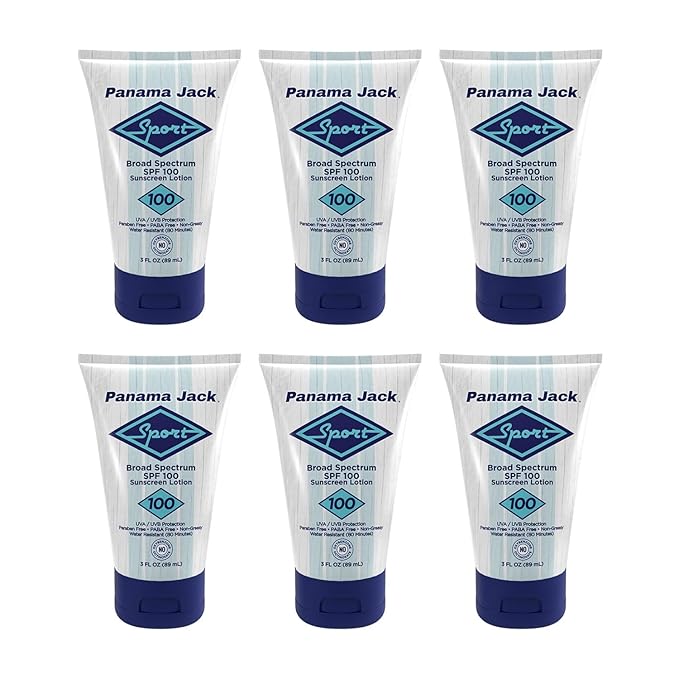 Panama Jack Sport Sunscreen Lotion - SPF 100 Broad Spectrum UVA/UVB Protection Non-Greasy PABA Paraben Gluten &amp Cruelty Free 3 FL OZ (Pack of 2)