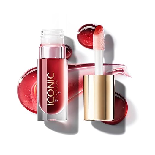 ICONIC LONDON Lustre Lip Oil | Non Sticky Moisturizing and High Shine Lip Oil Containing Vitamin C and Hyaluronic Acid Cruelty Free Vegan Makeup 0.2 Fl Oz