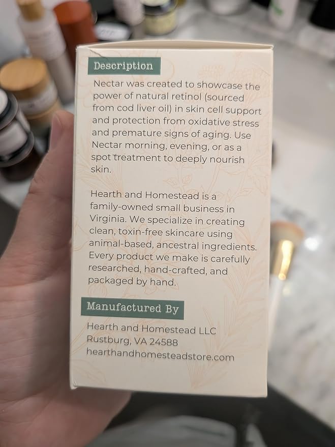 Nectar Natural Retinol Serum by Hearth &amp Homestead ? Fermented Cod Liver Oil Grass-Fed Tallow &amp Emu Oil ? Nutrient-Rich Facial Oil for Smooth Healthy Skin ? 1 fl oz