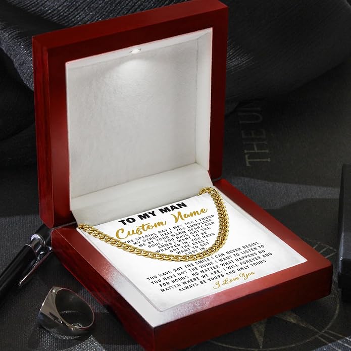 To My Man Necklace Custom Cuban Chain Necklace Gift For Husband Valentine Gift For Men Anniversary Birthday Gift For Him Husband Necklace From Wife Boyfriend Jewelry From Girlfriend
