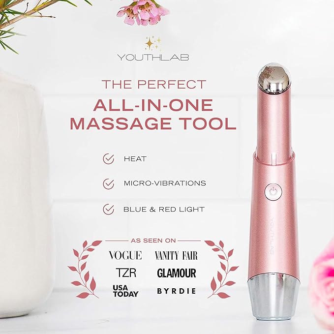 Eye &amp Face Wand/Tool ? Heated Eye Wand with Vibration | Tired Eyes Brighter Under Area Redness Relief Product Absorption Smoother Skin &amp Relaxing Massage | Rose Gold