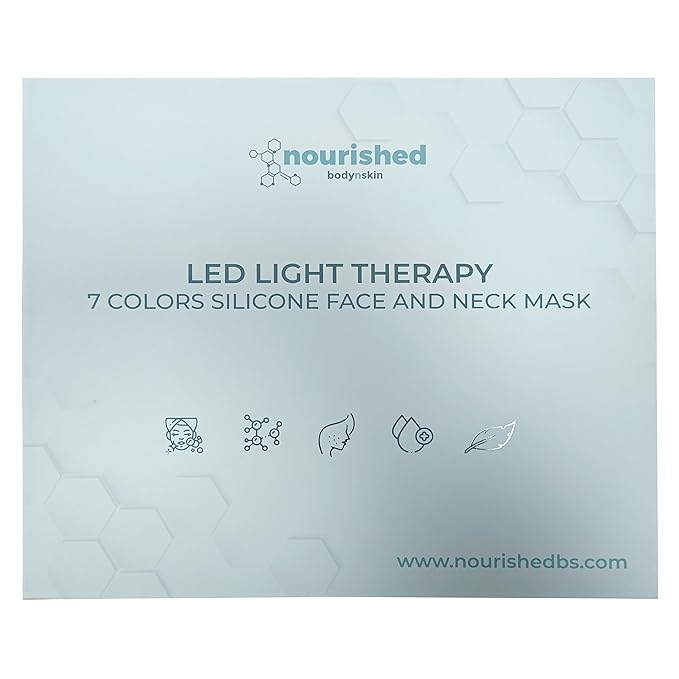 LED Light Therapy Face &amp Neck Mask - Facial Skin Care Device - 7 Colors Red &amp Blue - Rejuvenation Anti-aging Product for Wrinkles