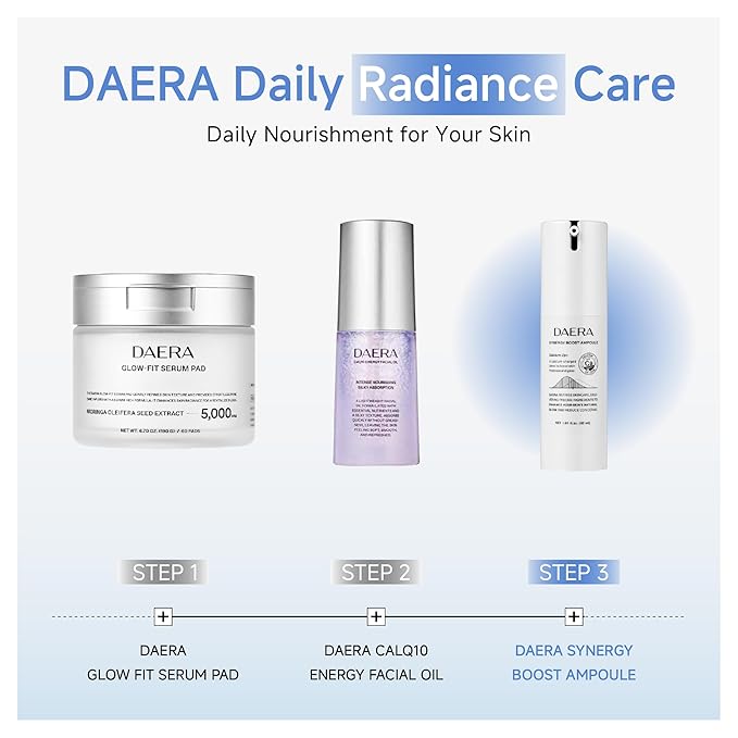 DAERA Synergy Boost Ampoule - Brightening Face Serum &amp Dark Spot Correcting Ampoule with Calcium Up+ Complex Anti-Aging Serum Fades Wrinkles Korean Skincare for Glowing Skin 30ml