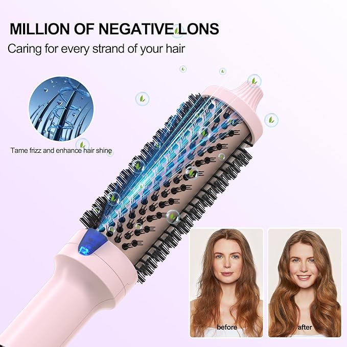 K&ampK 1.5 inch Blowout Look -Thermal Brush Creates Root Volume &amp Loose Curls Volume Curls Dual Voltage Cool-AIR TECH Hair Styling Tool