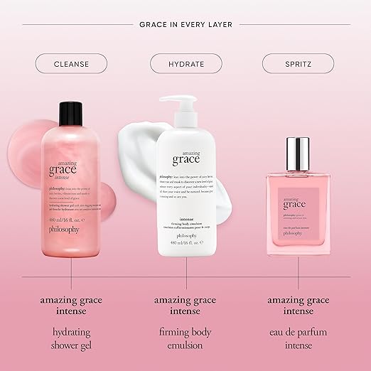 philosophy amazing grace firming body emulsion - luxury scented body lotion - formulated with shea butter for fast absorbing hydration - skin feels soft and smooth - suitable for all skin types