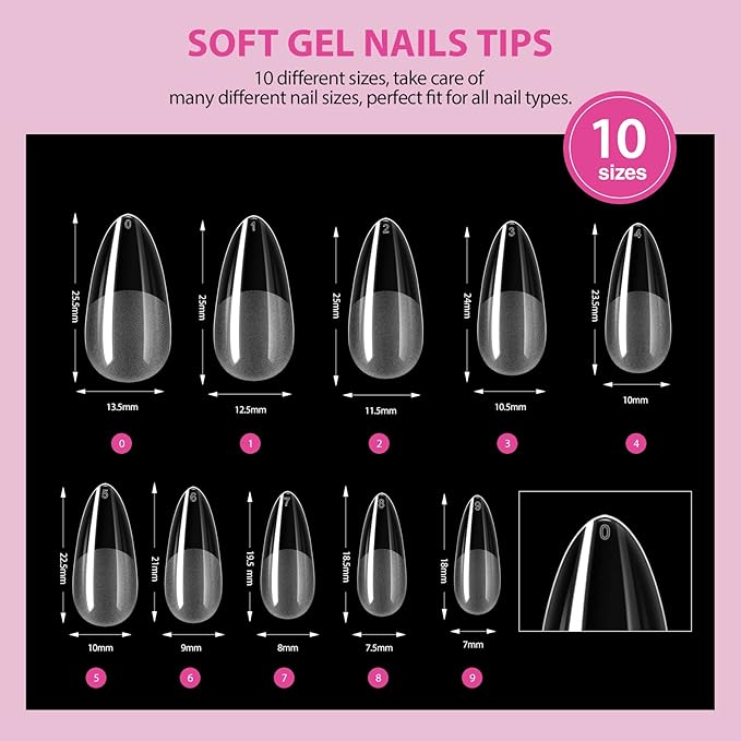 SAVILAND Almond Gel Nail Kit: Nail Drill Kit U V Lamp for Nails 500PCS Almond Nail Tips Gel Nail X Kits Nail Glue Easy Use Manicure Tool Extension Set DIY At Home Salon Gift for Women