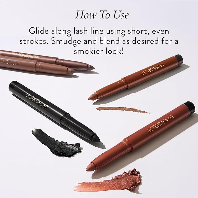 LAURA GELLER NEW YORK Kajal Longwear Kohl Eyeliner Pencil - Soft Black Kohl - Caffeine and Vitamin E - Smooth &amp Blendable Liner - Built-In Sharpener