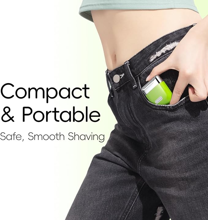 yoose Electric Razors for Women IPX7 Alloy Body Bikini Trimmer for Women (USB-C Trimmer Comb Multi Shaving Modes) Portable Size Cyber Green