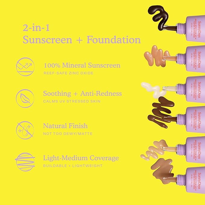 Tower 28 Beauty SunnyDays SPF 30 Tinted Sunscreen For Sensitive Skin - 2-in-1 Facial Broad Spectrum UVA/UVB Protection + Foundation - Shade 20 MULHOLLAND- Light with Golden Neutral Undertones 1 Fl Oz