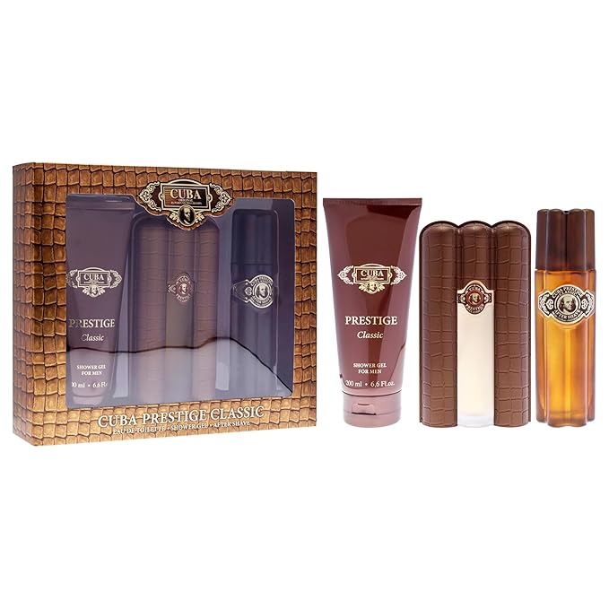 Cuba Prestige Classic for Men - 3 Pc Gift Set 3oz EDT Spray 6.7oz Shower Gel 3.3oz After Shave