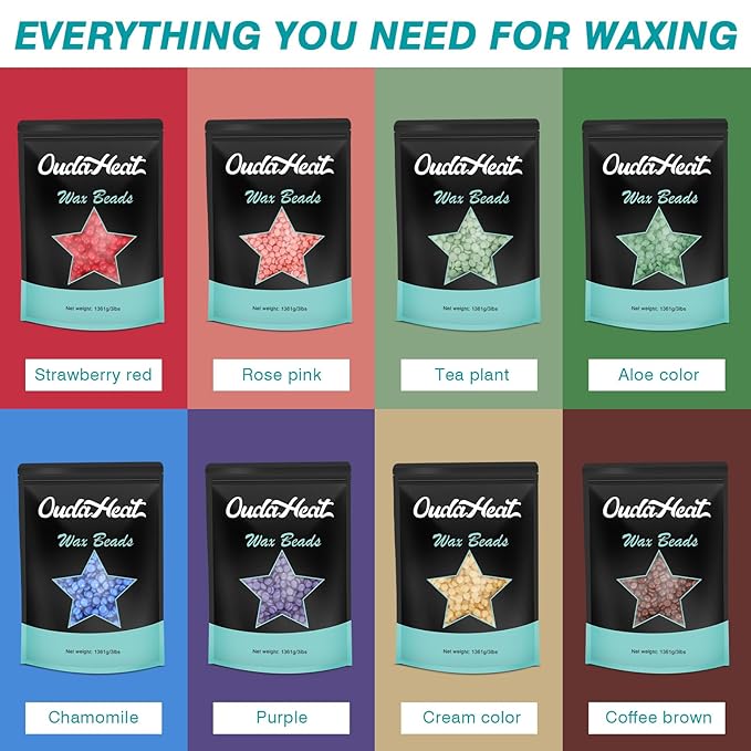 3 lb Hard Wax Beads All-purpose Wax Beans with Silicone Wax Pot for Sensitive Skin Brazilian Coarse Waxing for Bikini Face Eyebrow Back Chest Legs Armpit Women Men Tea Tree