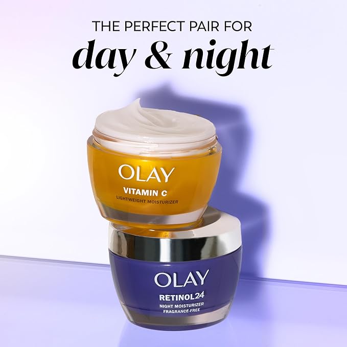 Olay Retinol 24 Face Moisturizer Anti-Aging Night Cream for Women Fragrance-Free Non Greasy - Anti-Wrinkle Smooth Fine Lines Tightening Hydrating Skin Care - Peptides Glycerin 1.7 Oz