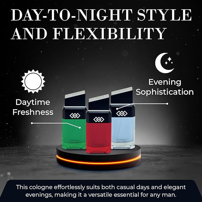 LEG3ND Pour Homme Set of 3 Cologne Spray - 0.5/15ml Eau de Parfum Spray Long-Lasting Scent with Elegant &amp Sleek Glass Bottle - Fragrances for Men Gift Set with Luxurious Fresh &amp Musculine Note