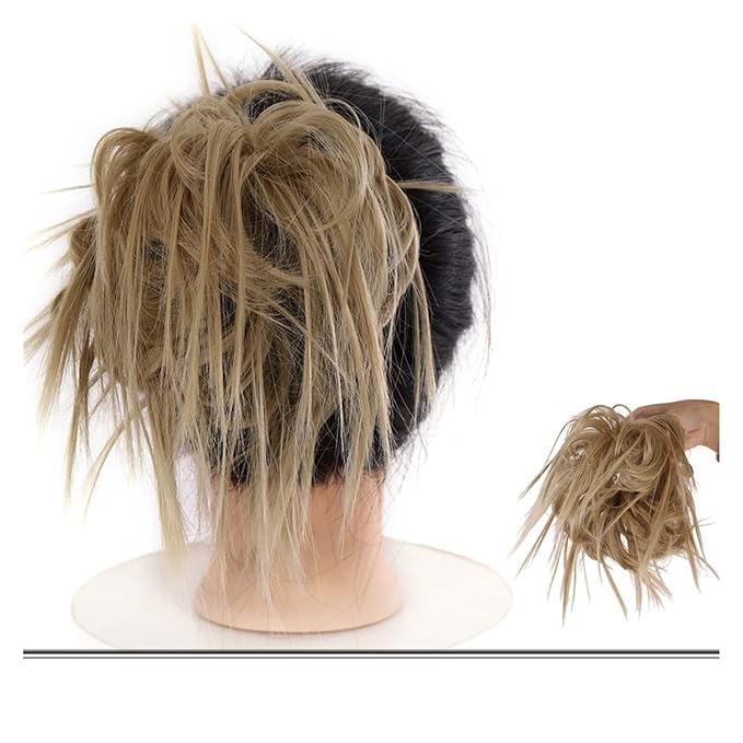 EARSHOT Hair Buns Hair Piece Messy Bun Hair Slice Ponytail Hair Extensions with Elastic Rubber Band Synthetic Fluffy Bun Women Wig Hair Bun Hair Accessories For Girls (Color : 0011)