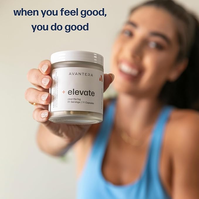 Avantera Elevate Premium Nootropic Supplement - Beat Brain Fog - Best Focus Supplements for Memory &amp Focus Support - Energy Without Crash - 56 Count Pills for Women &amp Men