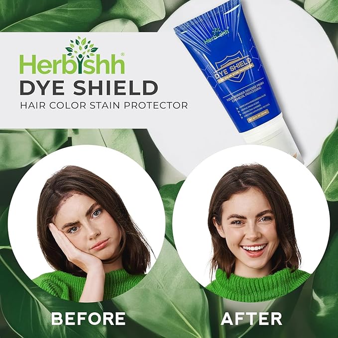 Herbishh Light Brown 3 in 1 Hair Dye Shampoo 400 ML PPD Free + Hair Color Stain Protector ? Dye Shield or Defender for Skin