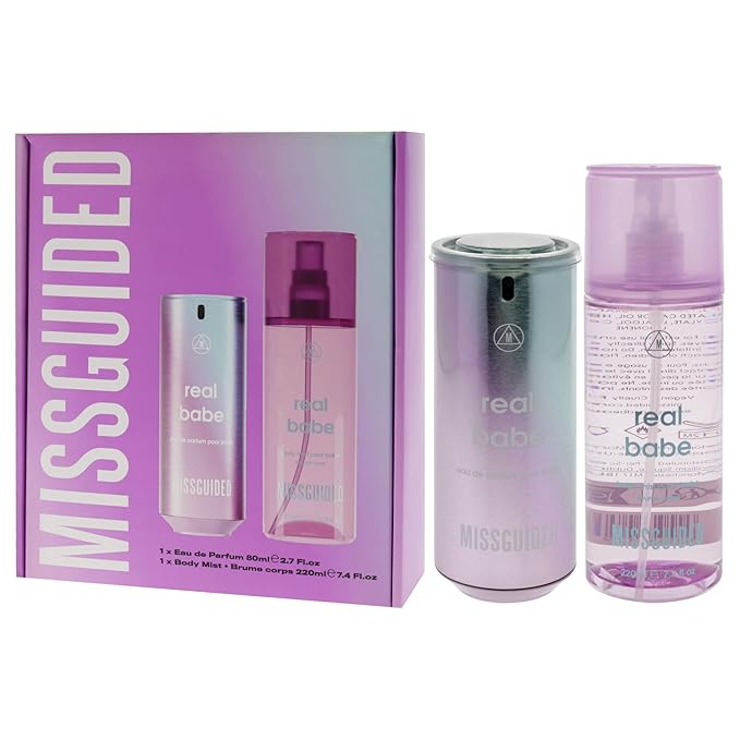 Missguided Real Babe for Women - 2 Pc Gift Set 2.7oz EDP Spray 7.4oz Body Mist