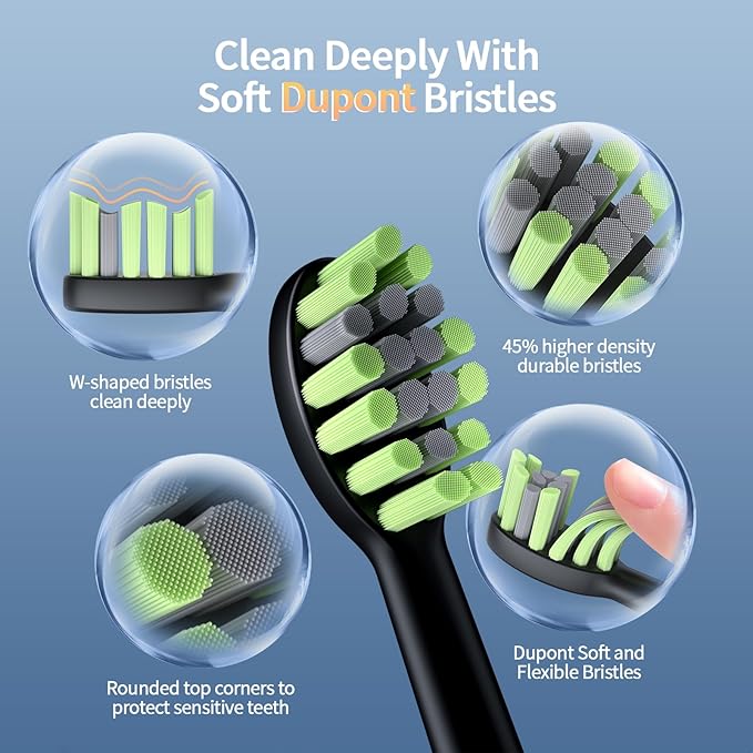 Sonic Electric Toothbrush for Adults: 42000 VPM Deep Clean for Sensitive Teeth Rechargeable Toothbrush with 6 Brush Heads 4 Modes &amp Smart Timer IPX7 Waterproof 120-Day Battery for Home/Travel