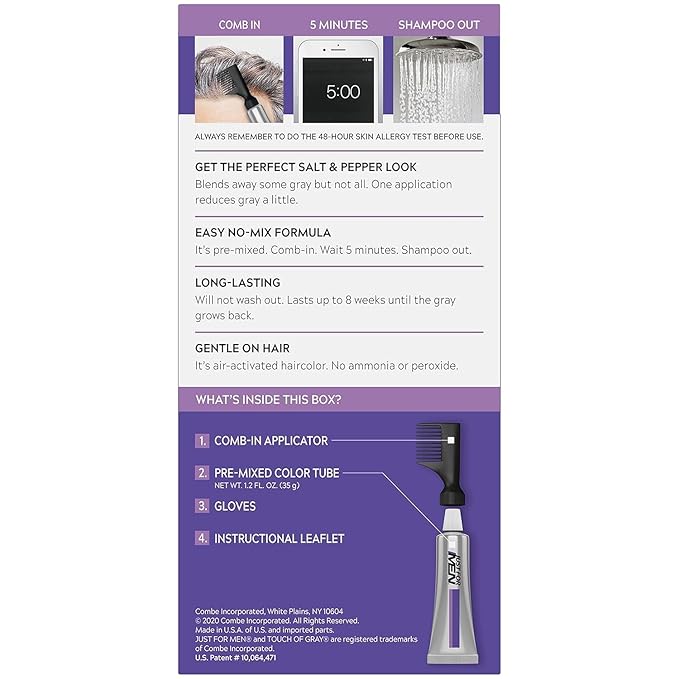 Just for Men Hair Color - Touch of Gray Black-Gray. 3 Pack