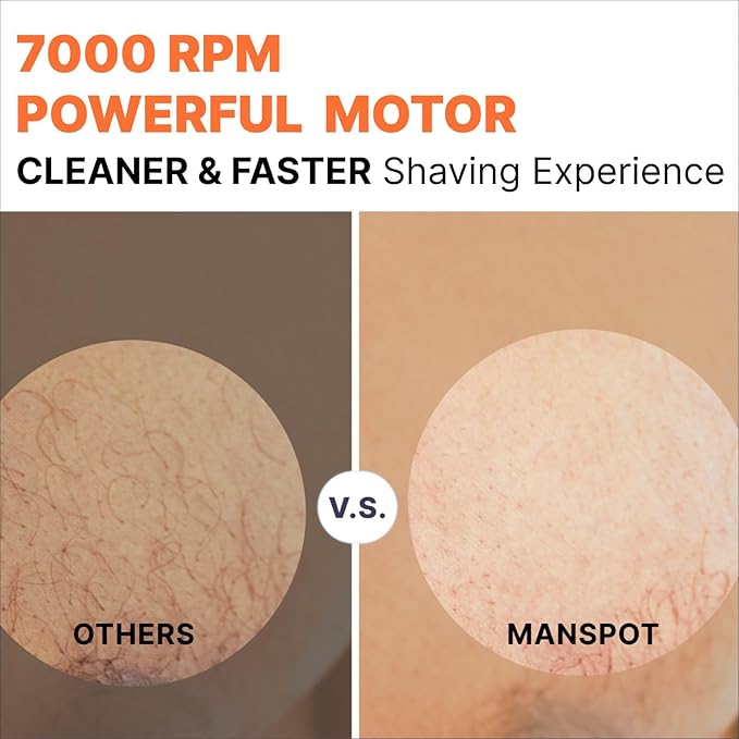 MANSPOT Manscape Groin &amp Body Hair Trimmer for Men Electric Ball Pubic Trimmer ShaverManscape Kit with 4 GuardReplaceable Ceramic Blade HeadsWaterproof Wet/Dry Shaver90 Minutes Shaving
