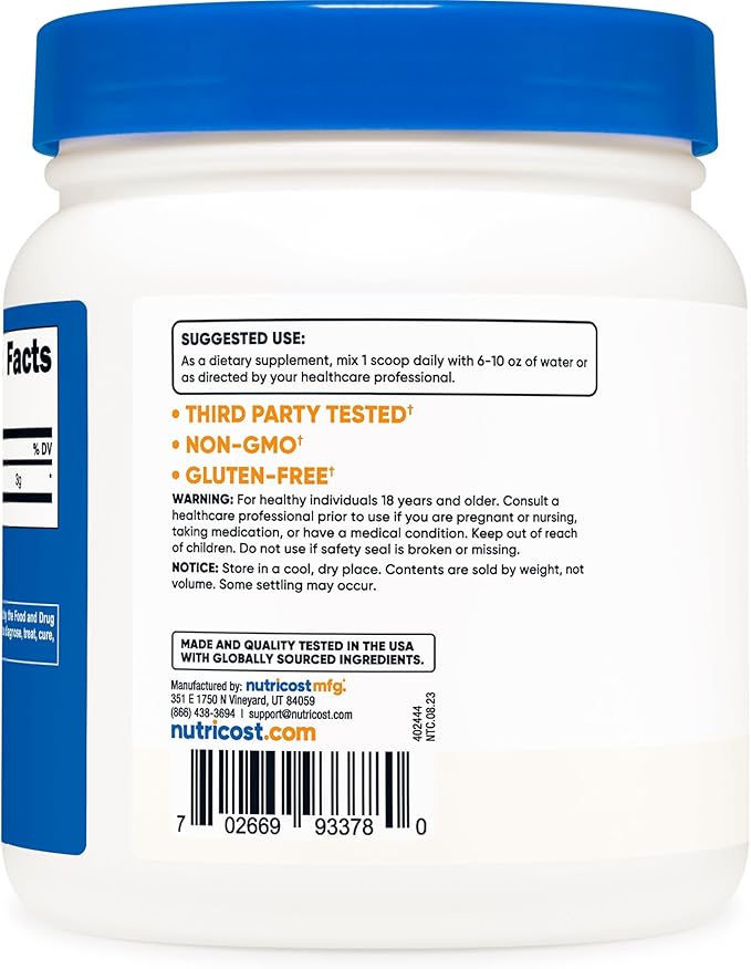 Nutricost Pure L-Citrulline (Base) Powder (600 Grams) (3 Bottles)