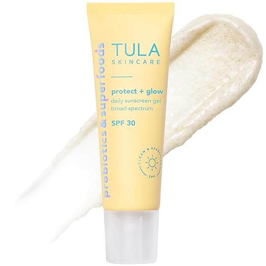 TULA Skin Care Protect + Glow Daily Sunscreen Stick Gel Broad Spectrum SPF 30 - Skincare-First Non-Greasy Non-Comedogenic &amp Reef-Safe with Pollution &amp Blue Light Protection.