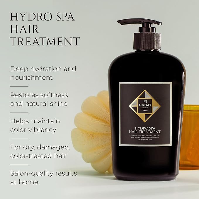 HADAT Hydro Spa Hair Treatment ? Professional Hair Mask for Deep Moisturizing Repair and Shine ? Macadamia Oil ? Salon Quality for Dry Damaged Color-Treated Hair ? Israeli Haircare 16.9 Fl Oz