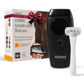 Nood??NEW Flasher 2.0 + Shaving Starter Kit ? IPL Laser Hair Removal Device for Women &amp Men with Refillable 5-Blade Razors ? Pain-Free IPL Hair Removal Works Wherever Hair Grows ? Matte Black
