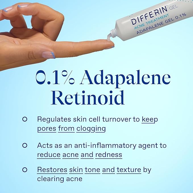 Differin Acne Skin Care Kit Differin Gel Retinoid Acne Treatment for Face with 0.1% Adapalene &amp 5% Benzoyl Peroxide Face Wash &amp Body Wash Designed for Pimple and Acne Prone Skin