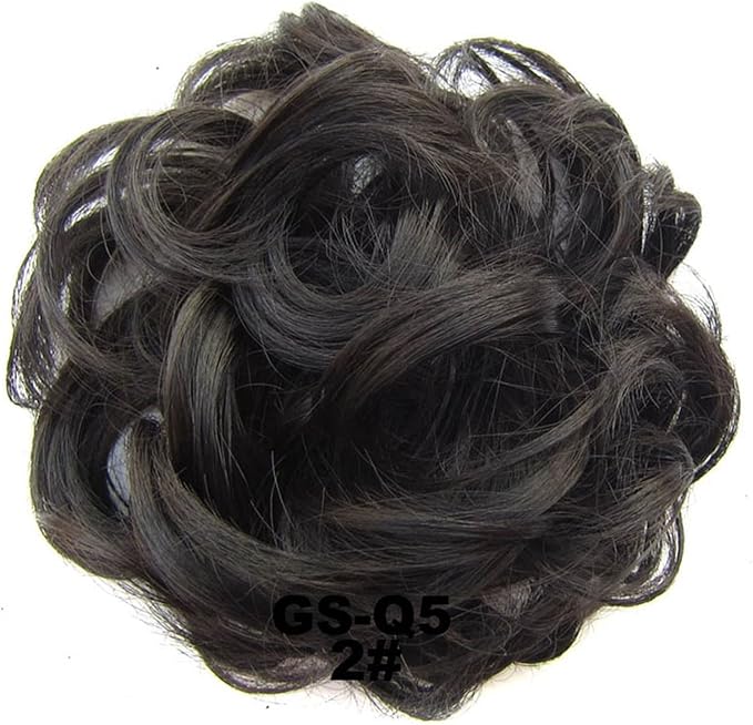 Hair Bun 1 Pack Messy Bun Hair Hoops Ponytail Hair Extensions Synthetic Donut Hair Bun Curly Wavy Hair Bun Wigs for Women Hair Bun Piece(2)