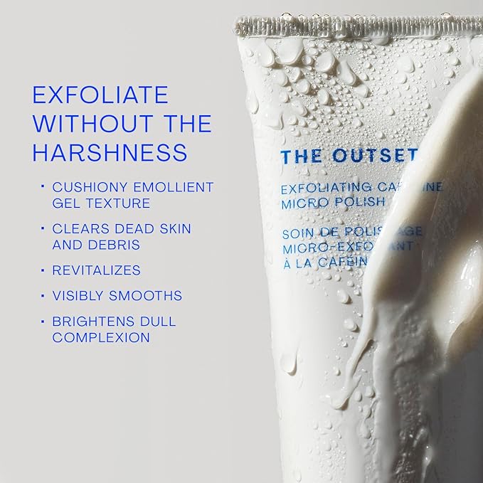 The Outset Exfoliating Caffeine Micro Polish - Gentle Fragrance Free Physical Face Scrub for Everyday - Awakening Smoothing - Clean Vegan Gluten Free - All Skin Types Sensitive Skin - 3.3 fl oz