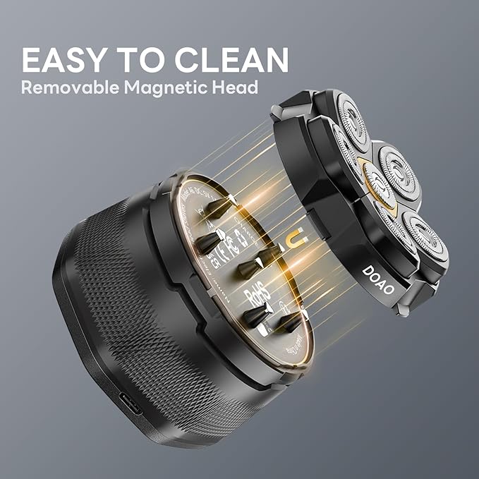 Head Shaver for Bald MenDOAO Waterproof Wet Dry Bald Head Shavers 6D LED Display Electric Rechargeable Head Shaving Kit with Type-C Charge