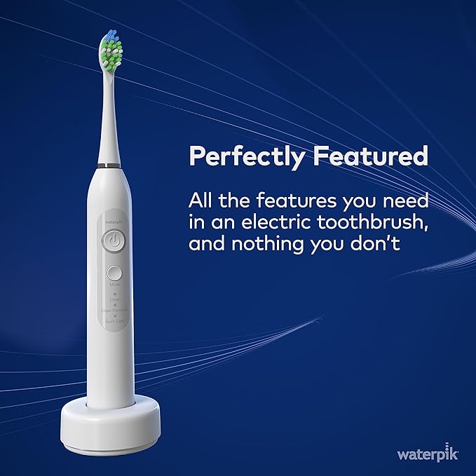 Waterpik Sensonic Sonic Electric Toothbrush Rechargeable Toothbrush for Adults with 3 Modes Travel Case USB Charger White STW-03W020 Packaging May Vary