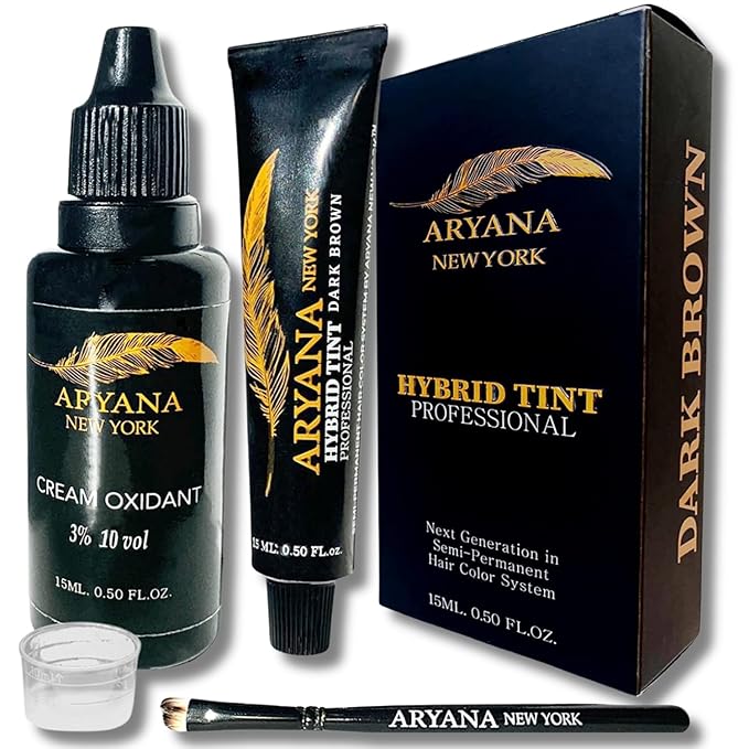 ARYANA NEW YORK Hybrid Color Professional Kit | For Professional Spot Coloring | Cream Hair Color With Natural Effect (DARK BROWN)