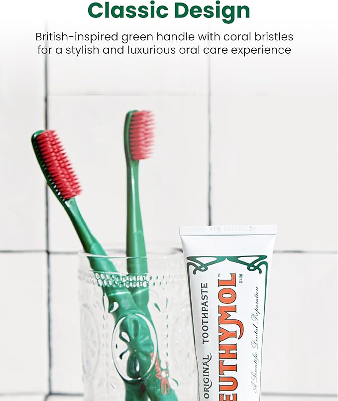 Euthymol Original Toothbrush (Regular 6 Count) - Standard-Sized Curved Soft Bristles for Sensitive Teeth Gums. Effective Gentle Cleaning for Entire Family.