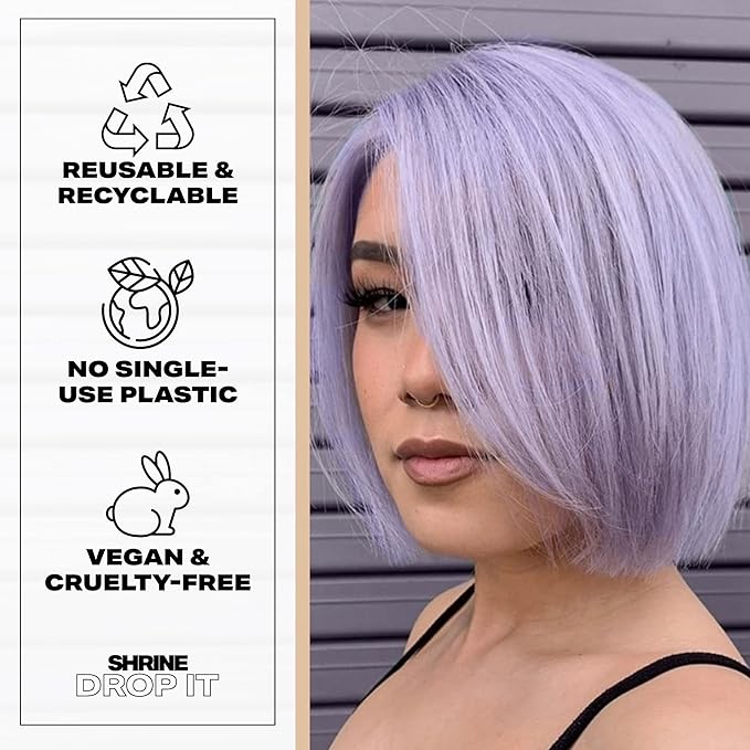 Shrine Drop It - Hair Toner - Temporary Hair Color - Rich Natural Autumn &amp Winter Shades - Semi-Permanent Dye - Vegan &amp Cruelty-Free - Multi-Use - 200 Drops Per Bottle (LILAC TONER)