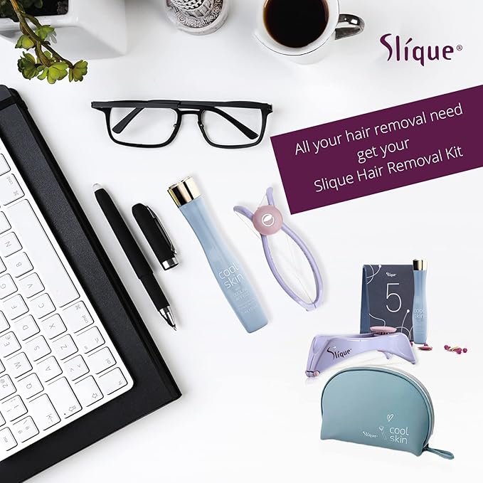 SLIQUE Premium Women's Sensitive Skin Removal Kit | Beginner Threading Tool | Upper Lip Chin and Facial Hair Removal | Ultimate Skin Care Set