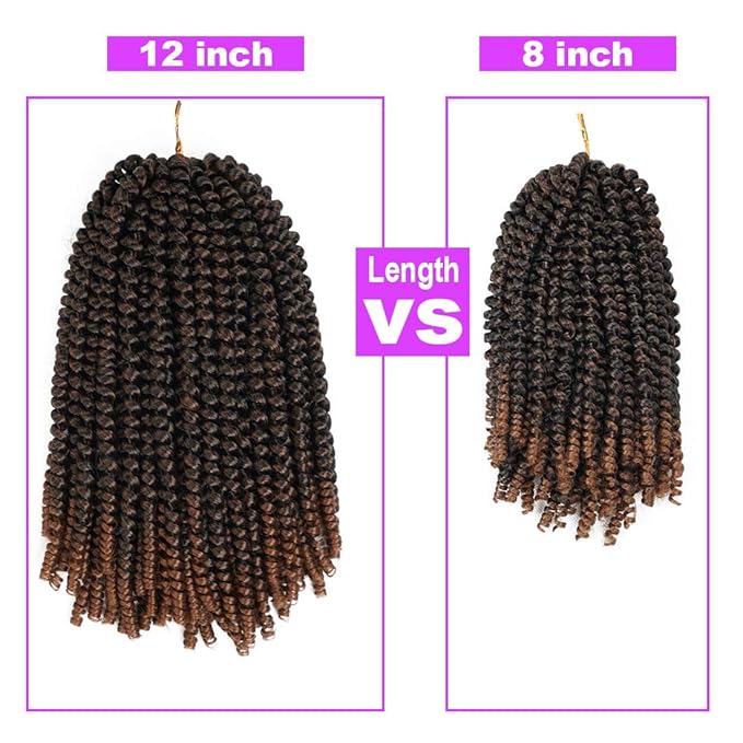 YEBO 4 Packs 12 inches Spring Twist Hair for Butterfly Locs Crochet Hair Ombre Colors Synthetic Braiding Hair Extensions for Woman(T30/12inch)