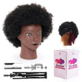100% African Mannequin Head Human Hair4C Afro Curly Cosmetology Manican Manikin Doll Head with 47??Mannequin Head StandTable CalmpBraiding Set for Display Practice Braiding Styling Training