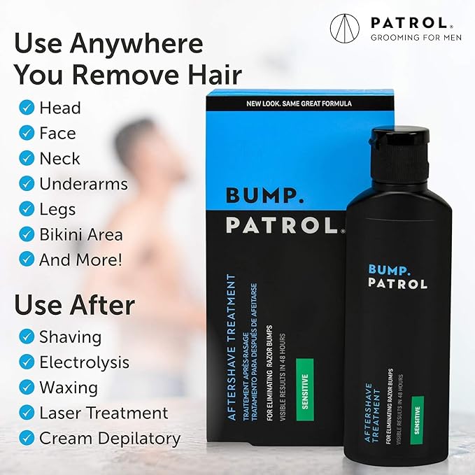 Bump Patrol Sensitive Strength Aftershave Formula - Gentle After Shave Solution Eliminates Razor Bumps and Ingrown Hairs - 2 Ounces 2 Pack