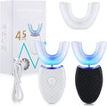 2 Pieces Ultrasonic Electric Toothbrush Adults U Shaped Automatic Toothbrushes for Teeth Whitening 3 Brush Heads Whole Mouth 360 Degree Cleaning Hands Rechargeable IPX7 Waterproof (No Base)